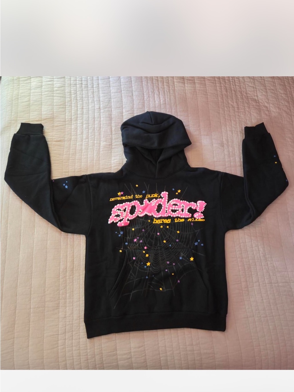 Spider Black Hoodie with Pink 'Spider' Graphic